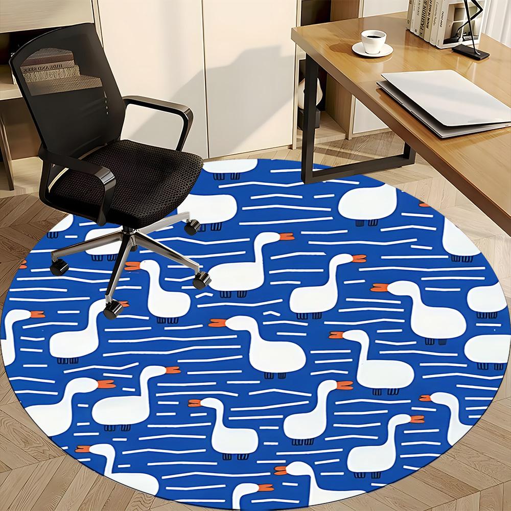 1pc Geese Pattern Office Round Area Rug,  Mat Suitable For Office, Under Office Chairs Bedroom Living Room Home Decor, Room Deco