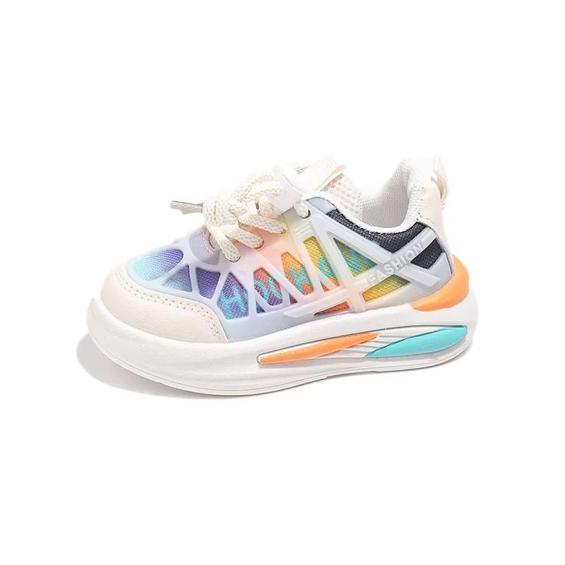 

Children Vulcanized Sneakers fantastical Gradient Color Way Girls Walking Sneakers Boys Shoes Casual Flat Breathable I02061 21 белый