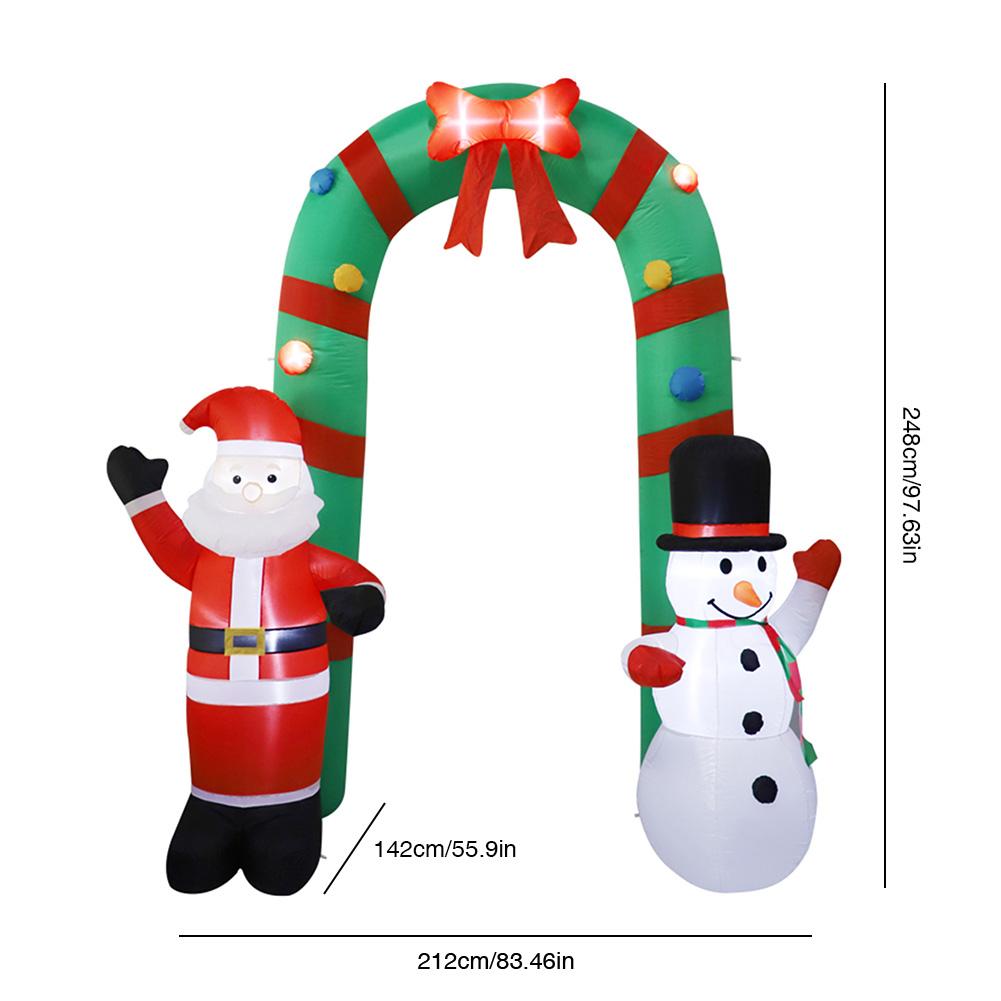8ft Inflatable Christmas Arch Santa Claus Snowman Arch Giant Santa Claus and Snowman Arch Indoor and Outdoor Holiday Decorations