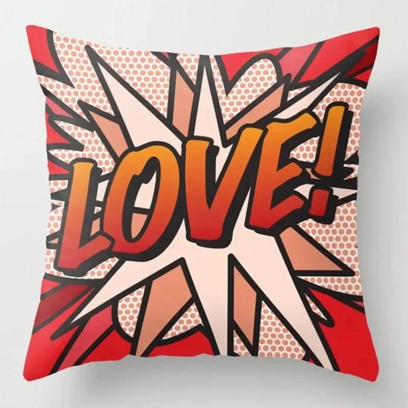 Cartoon Buchstaben Graffiti Kissenbezug Zuhause Schlafzimmer Wohnzimmer Sofa Kissenbezug Mietdekoration Dekorative Kissenbezug