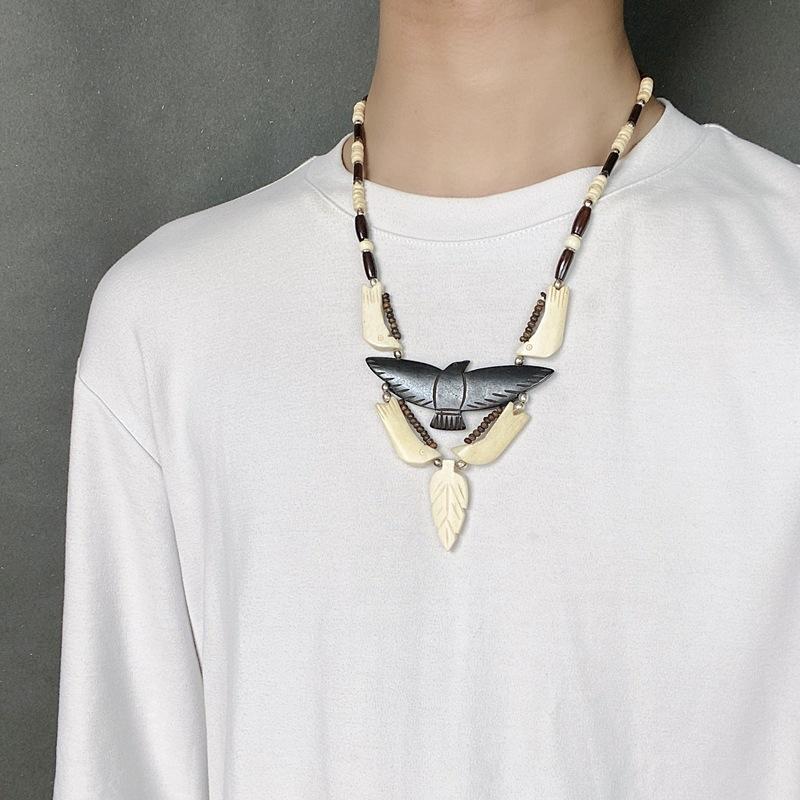 Retro Indian style yak bone handmade short necklace men and women original personality Tibetan performance jewelry