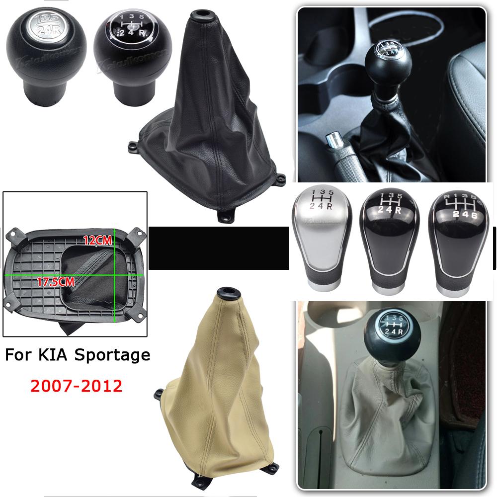 Für Kia Sportage 2005-2010 Schwarz Beige Leder Schaltknauf Schalthebel Schalthebel Stock Manschette Manschette Abdeckung Auto Styling Zubehör