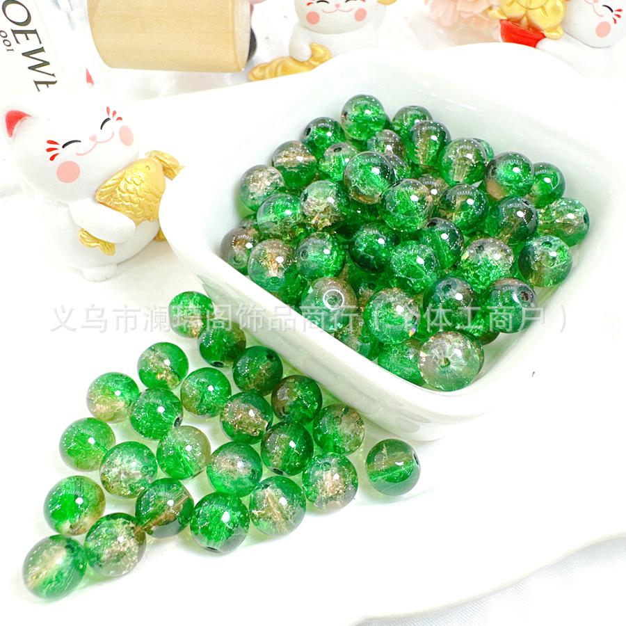 10mm Crackle Glass Round Beads, Loose Spacer Beads DIY Accessories for Bracelet Making 50pcs