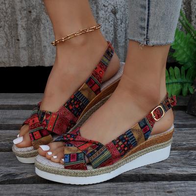 European and American Women Sandals Oversized Hemp Rope Wedge  Heel Casual Sandals Women's Shoes
