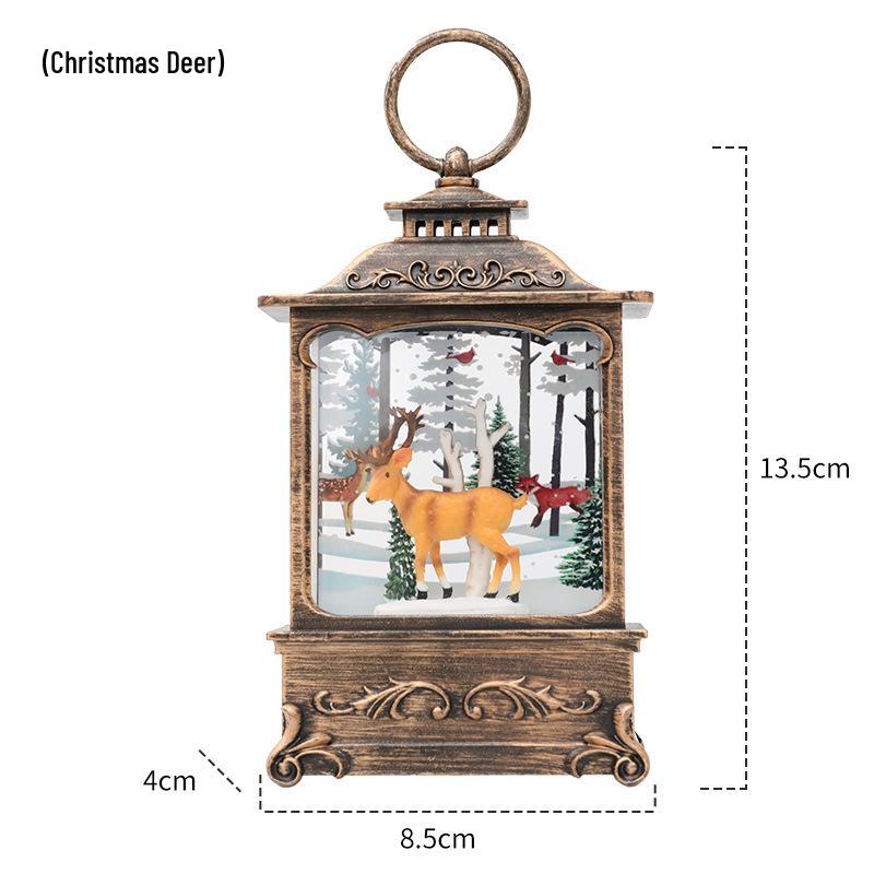 

Christmas Gift Square Flat Lantern with Santa Claus and Tree Decoration