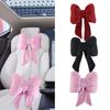 Ribbon Bow Ribbon Bow Car Neck Pillow Linen Linen Bow Car Headrest Cute   Car Seat