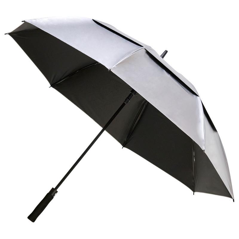 34-Inch Silver-Coated Automatic Umbrella, Storm-Resistant, Thickened & Reinforced, Large, Custom Logo Print, Advertising & Gift Use