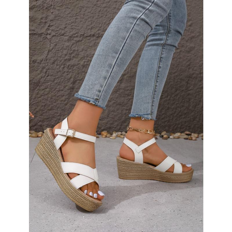 Slope with Sandals Female Models Muffin Thick Bottom Sandals Europe and The United States Cross-border Big Yards Women's Shoes