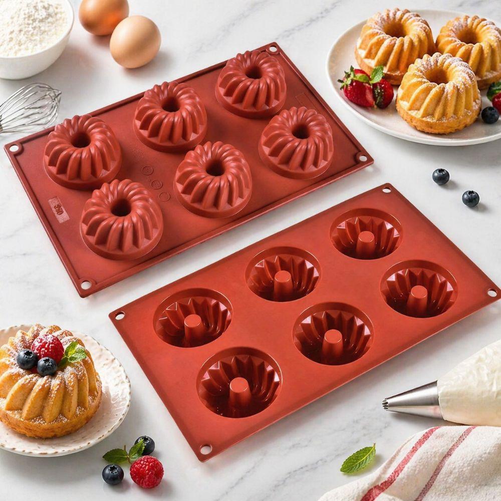 6 Cavity Mousse Cake Mold Silicone Baking Mold New Pudding Mould  for Donuts Jello