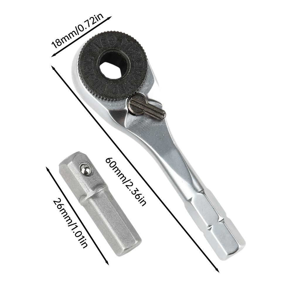 1/4 Inch Ratchet Mini Quick Release Square Head Spanner Two-way Ratchet Socket Wrench Repair Tool