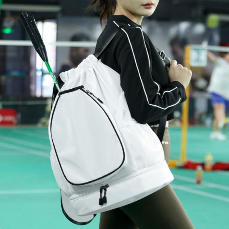 Large Capacity Basketball and Badminton Bag Drawstring Sports Backpack with Shoe Pocket for Outdoor Training and Travel
