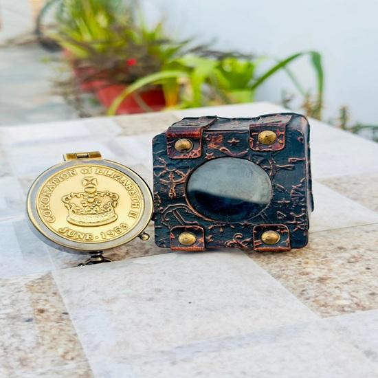 

5.08 Cm Brass Engraved Compass with Leather Case Gift for Traveler, Christmas Gift Compass, Anniversary, Gift for Him, Gift for My Son
