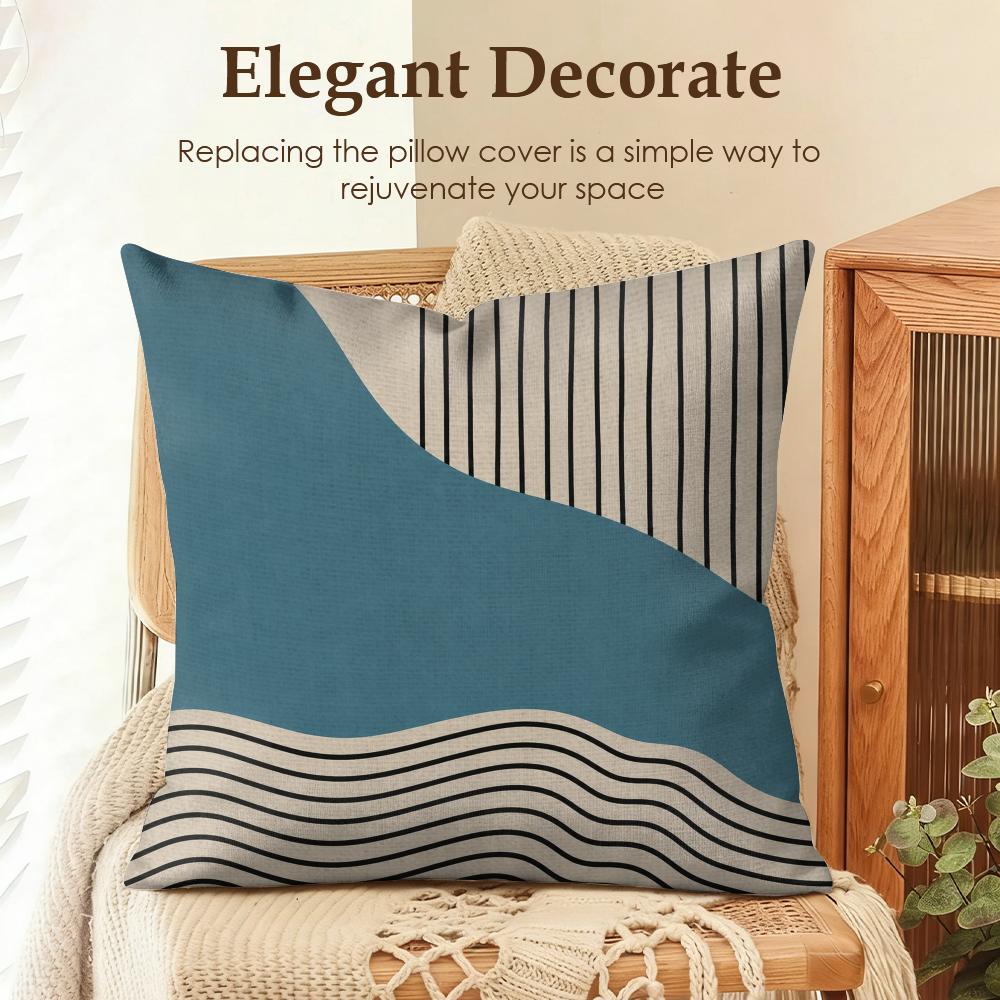 Boho Abstrakt Erdton Kunst Kissenbezug Natürliches Leinen Bio-Stoff Doppelseitiger Druck Sofa Heimdekoration Geschenk Kissenbezug