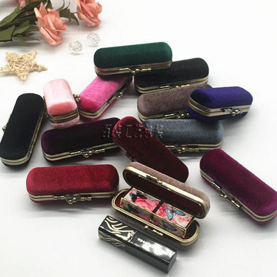 Creative Velvet Antique Bronze Clasp Lipstick Box with Mirror - Single Lipstick Storage and Gift Box