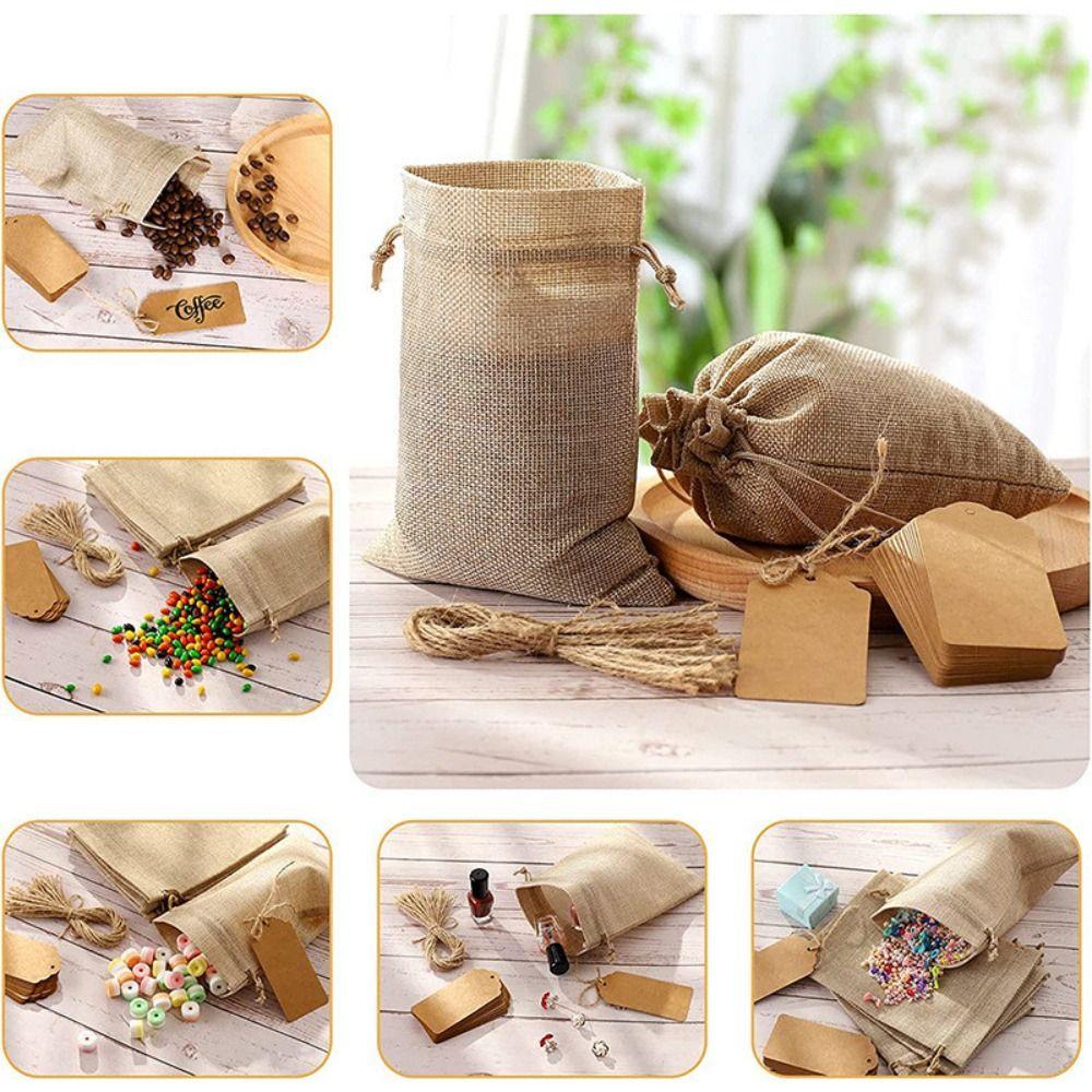 10Pcs Dust-proof Storage Bags Drawstring Linen Bags New Jewelry Pouches