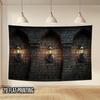 Halloween Castle Backdrop - Medieval Stone Wall Lanterns Photography Prop