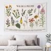 Wildflowers Vertical Wall Hanging, Illustrative Reference Chart Tapestry With Word, Beige White Vintage Tarot Flag Straight