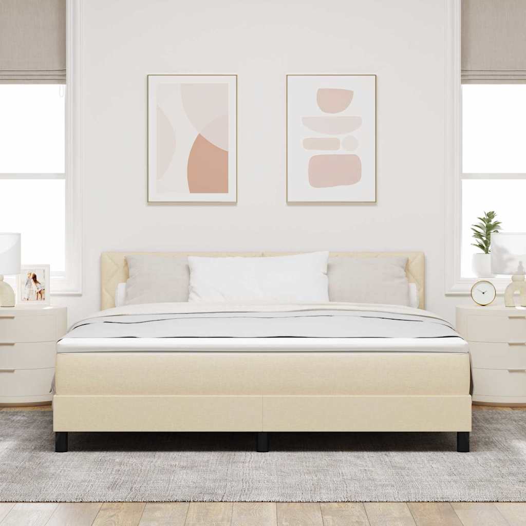 Box Spring Bed with Headboard Cream 180 x 200 cm Fabric
