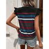 JKASHDK Women's Fashion Casual Summer Spring Stripe Print Short Sleeve O-Neck Blouses & Shirts