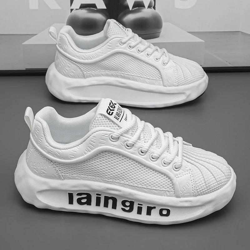 

Мужские дизайнерские кроссовки на массивном каблуке, модные повседневные туфли из микрофибры из кожи, дышащие туфли на плоской платформе с увеличенным ростом 38