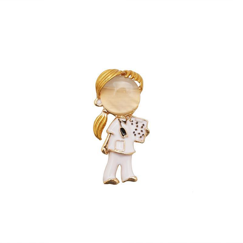 Korean Cute Girl Faceless Brooch for Doctors & Nurses - Ideal for Coats, Bags, and Accessories