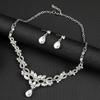 GemChic Women's New Exquisite Crystal Rhinestone Drops Leaf Sparkling Collarbone Necklace Earrings Two Piece Set Birthday Christmas Jewelry Gift