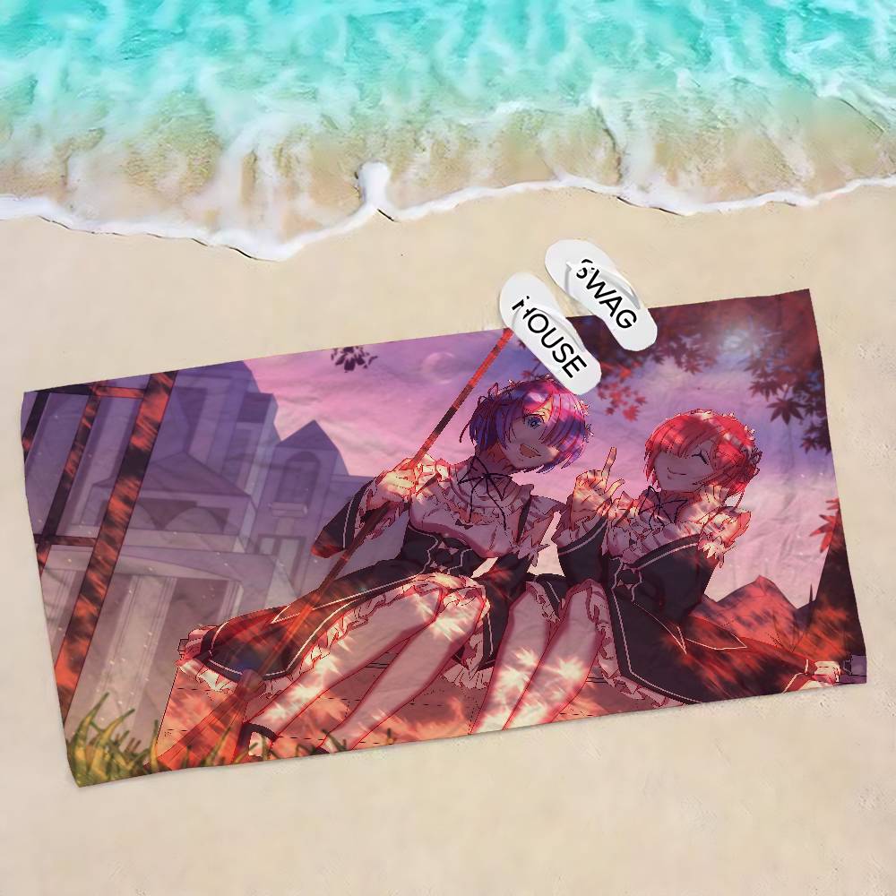Re Zero Anime Mikrofaserdecke Schnelltrocknende Strandtücher Übergröße Druck Super Saugfähige Poolhandtuchdecke