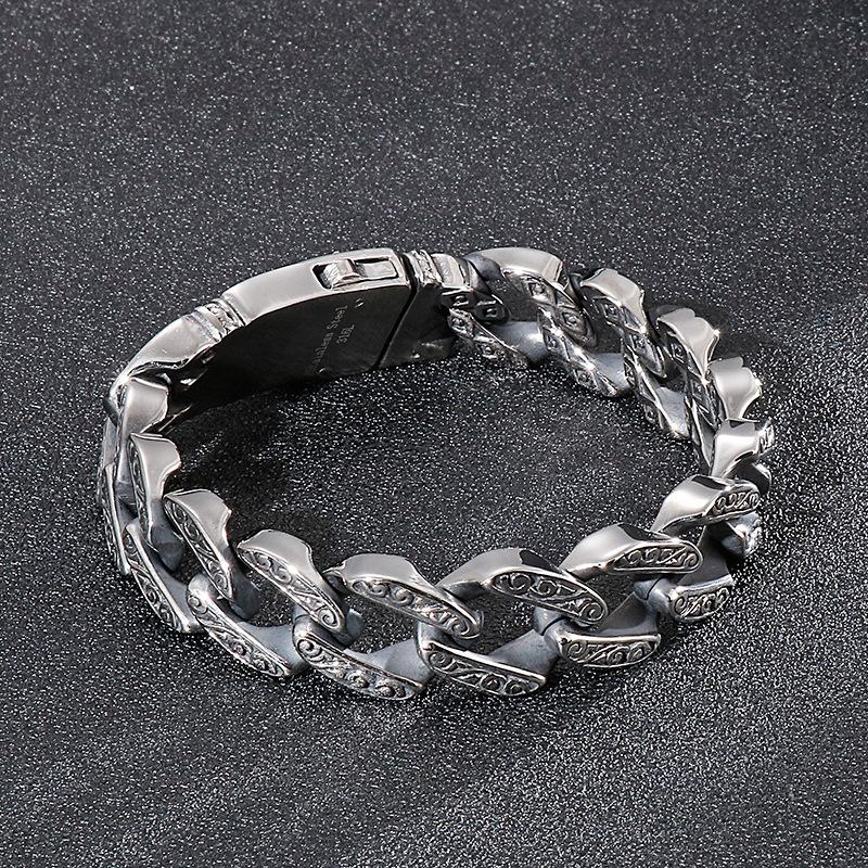Bracciale Moda Retrò Colore Argento Creativo Personalità Stile Punk Uomo Bracciale Charm Fuso