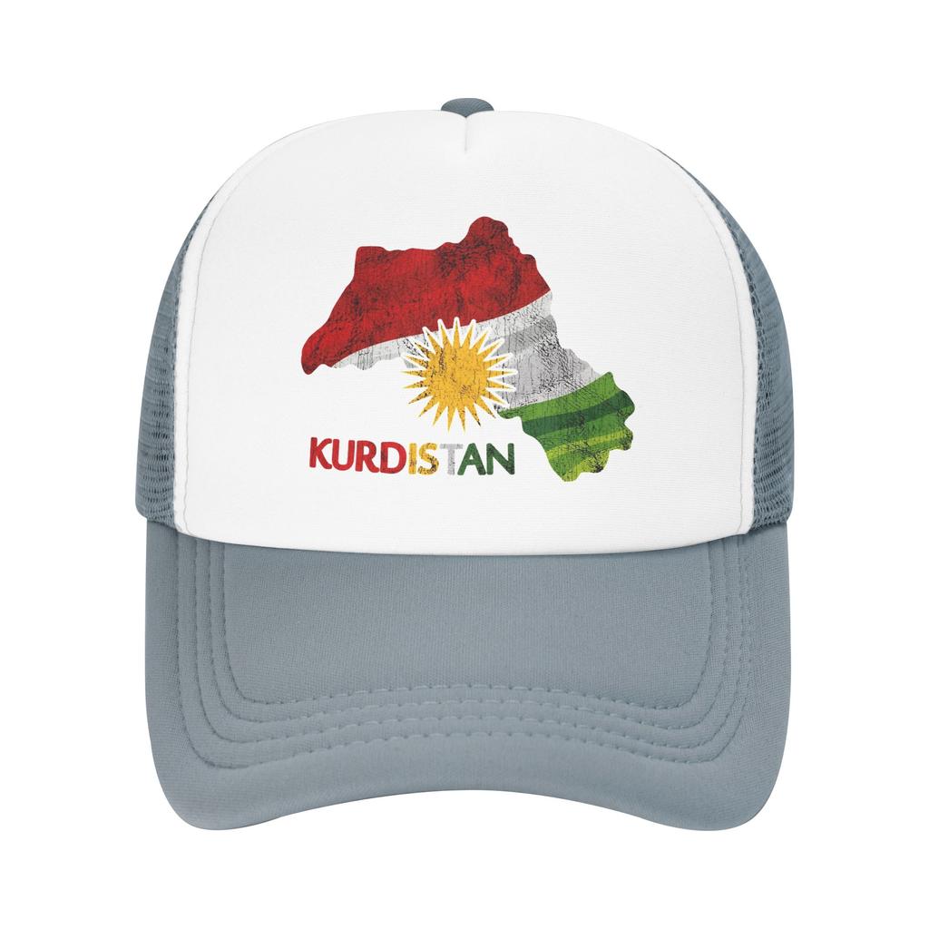 Flag Map of Kurdistan Mesh Baseball Cap Adult Hip-Hop Sun Hats  Hats Breathable Polyester Trucker Cap Wholesale New Trucker Caps