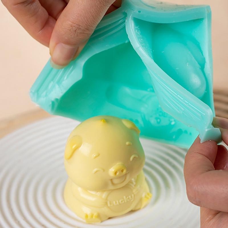 Lucky Pig Milk Pudding Silicone Mold Custard Mold Cute Cartoon Jelly Cake Cake Mold Cake Decoration Baking Bakery Tool