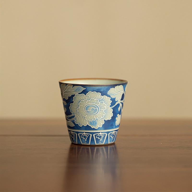 

1 шт. Китайская Винтажная Чайная Чашка Печи Жу, Ручная Работа, Керамическая Пиала для Чая с Цветочным Узором, Домашняя Чайная Чашка, Дорожная Персональная Посуда для Чая, 55 мл 6x5.3cm 55ml