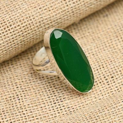 Sorprendenti gioielli in argento sterling 925 fatti a mano con pietra preziosa di onice verde sfaccettato per donna