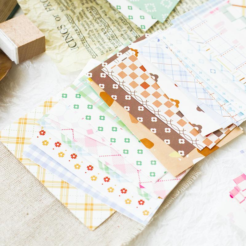 50pcs Kawaii Ins Memo Material Grid Texture Craft Paper DIY Junk Journal Scrapbook Background Paper Planner Aesthetic Supplies