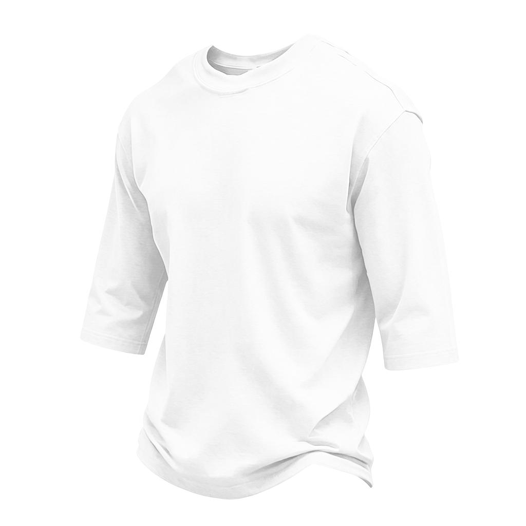 Men Casual Regular Fit Crewneck Three Quarter Sleeve T Shirt Soft Cotton Blend Plain Lightweight Top for Daily Wear