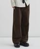 DRAW FIT Essential Wide One-Pleat Corduroy Pants [Brown]