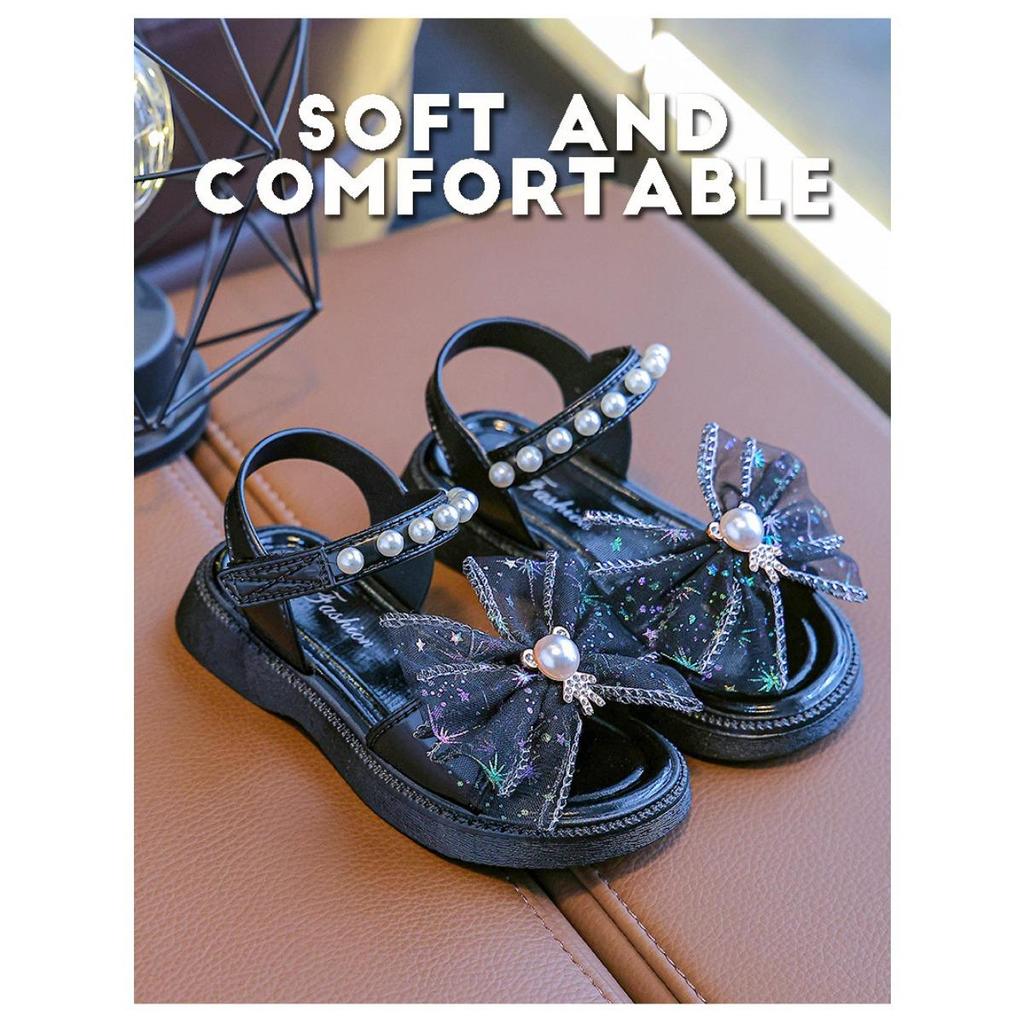 Sandalias de Niña Verano Zapatos de Princesa con Velcro de Suela Blanda para Niños Lazo Pequeño, Mediano, Grande Verano para Niñas