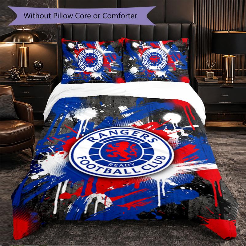 Biancheria da letto a tema Rangers FC Set 3 Pezzi Copripiumino Biancheria da letto Decorativa Per Stanza Adolescenti Decorazione Casa