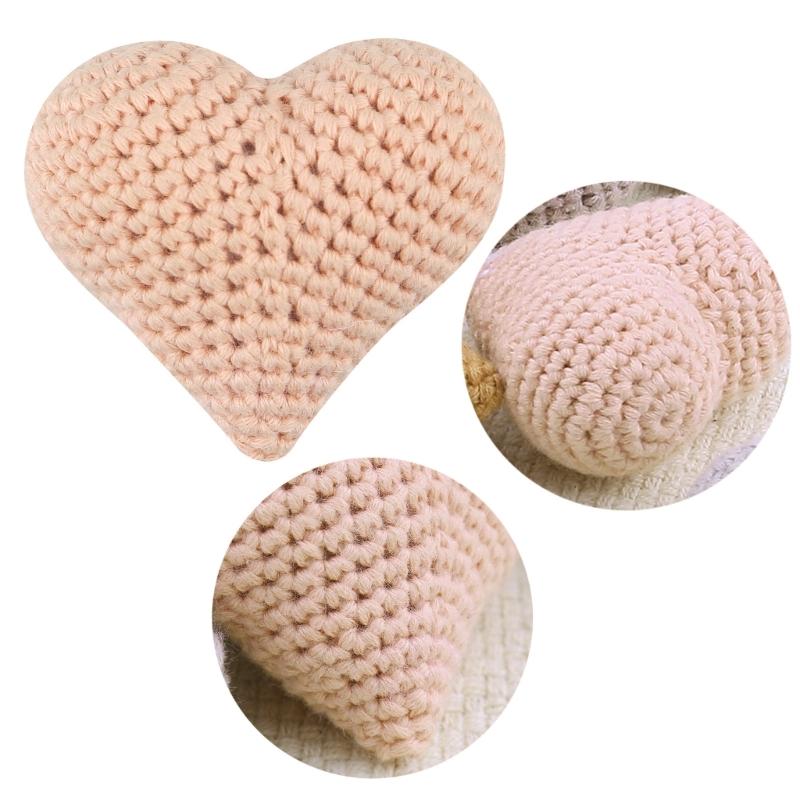 Cute Hearted-shaped Crochet Knitting Beads for Pacifier Chain Baby Photograph Props Baby Accessories Lightweight Gift