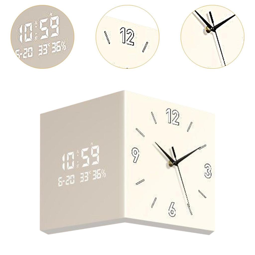 Corner Clock Double Sided Wall Clock Art Silent Square Electronic Clock for