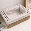 Woven Desktop Storage Basket Office Home Use Natural Fiber Organizer Snacks Stationery Cosmetics Cables