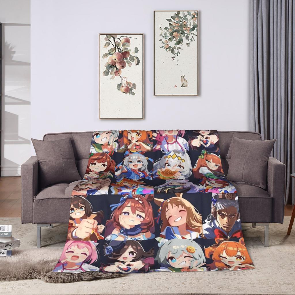 Haru Urara Soft Warm Blanket Umamusume Kids Adult Plush Bedding Throws Funny Home Decor Flannel Bedspread Sofa Bed Cover
