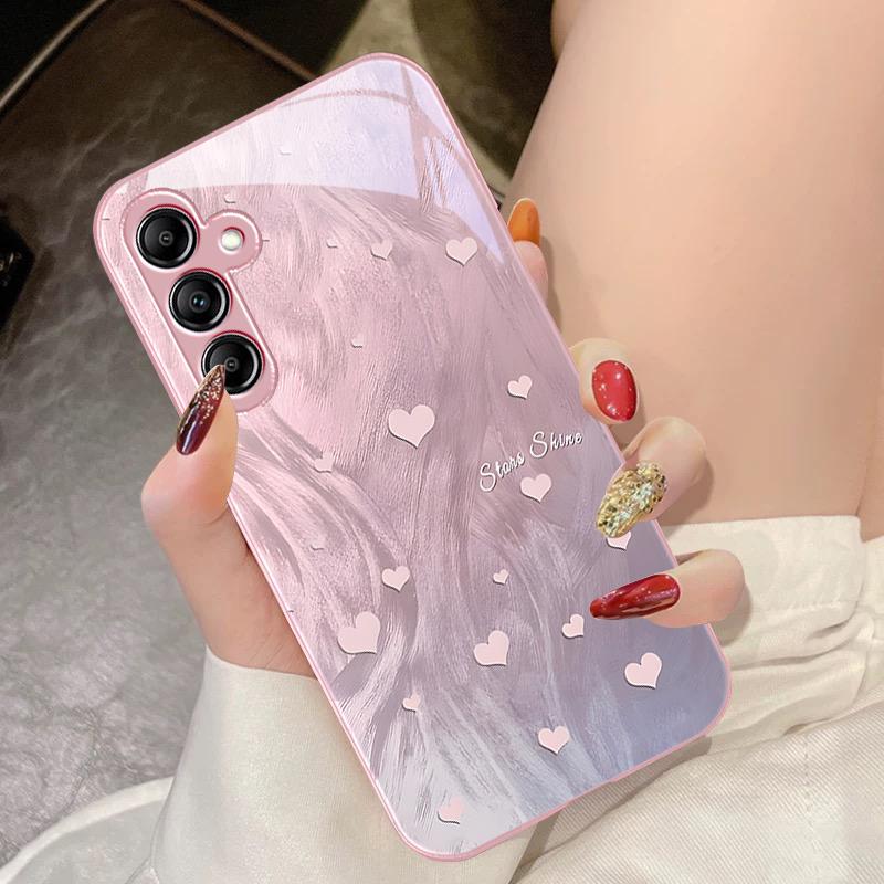 Gradient Love White For Samsung Galaxy A14 4G 20 30 52 20S 21S 22 A32 33 34 42 50 51 53 54 70 71 72 73 5G Glass Phone Case