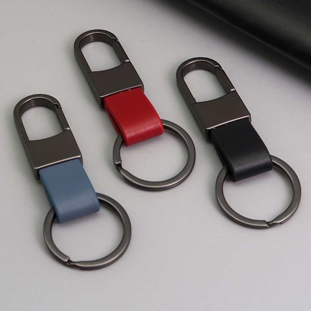 Alloy Leather Fur Keychain Anti-Lost Metal Waist Hanging Key Chain Matte Multifunctional Carabiner Holder Keyrings for Women Men