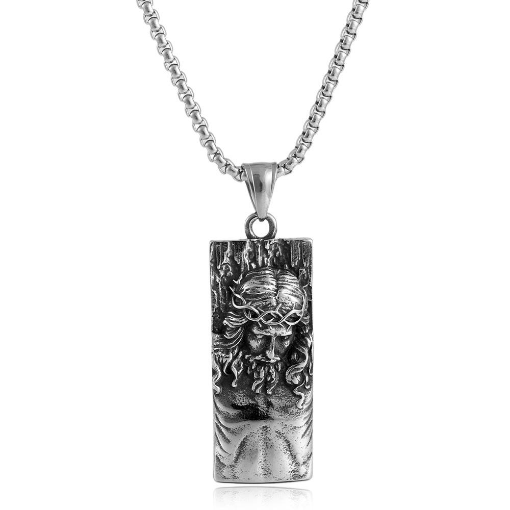 

Titanium Steel Unisex Portrait Pendant - Punk Retro Design 231097 Pendant Only (No Chain)