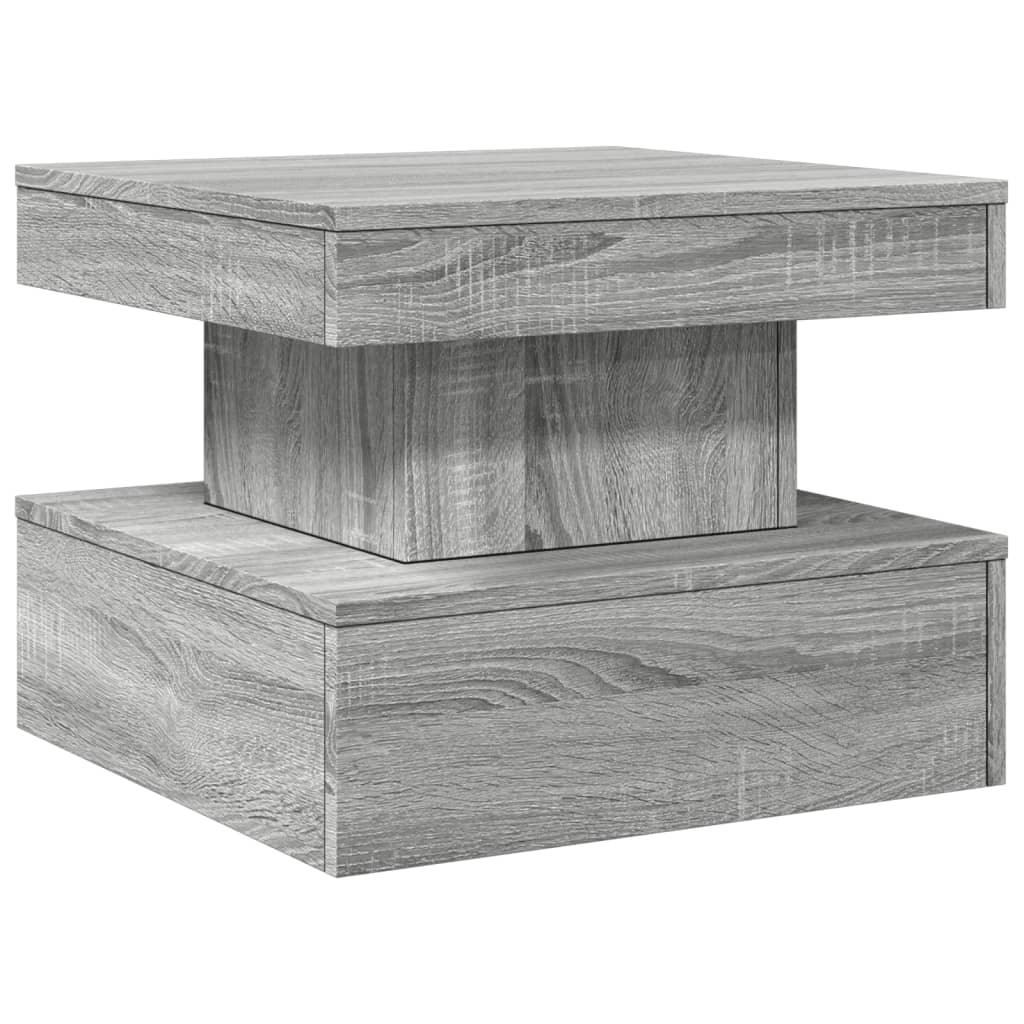 Coffee Table with LED Lighting, Grey Sonoma Oak, 50x50x40 Cm