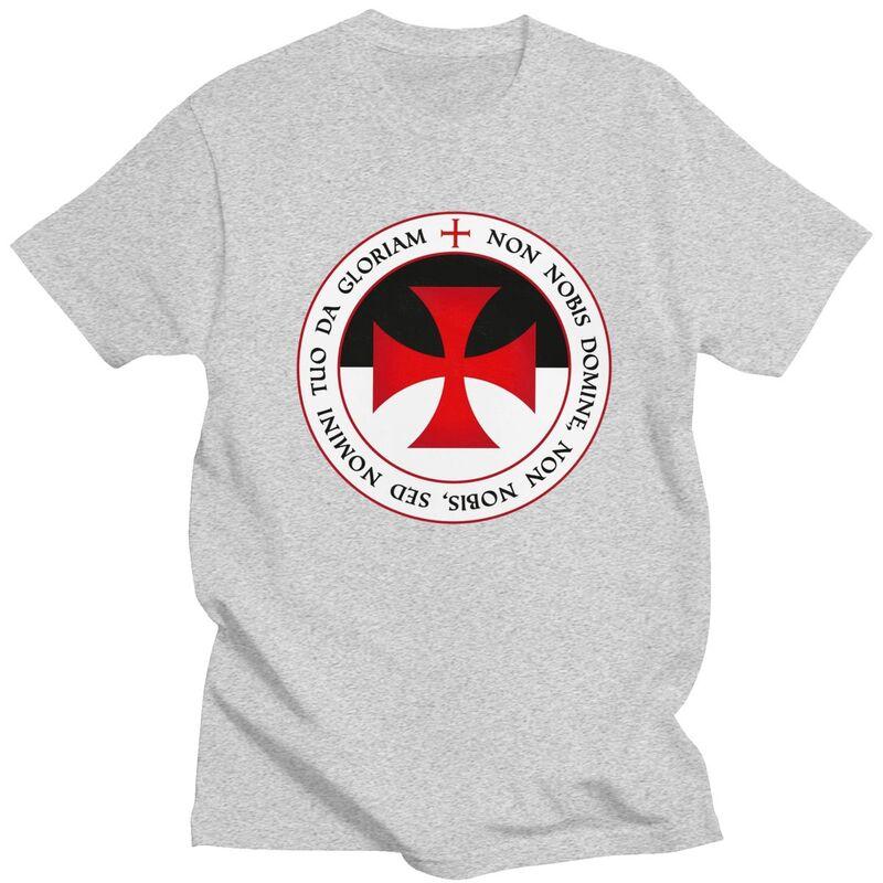 Custom Knights Templar Cross T Shirt for Men Pure Cotton Tshirt Casual Tee Short Sleeves Christian Crusader Seal Tshirt