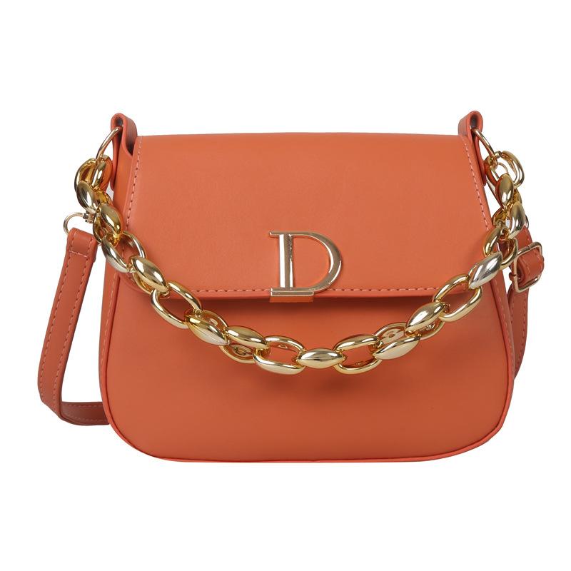 

Індивідуальний тренд, проста сумка, жіноча сумка 2024 року, нова текстурна сумка на ланцюжку, маленька квадратна сумка на одному плечі під пахвою помаранчевий