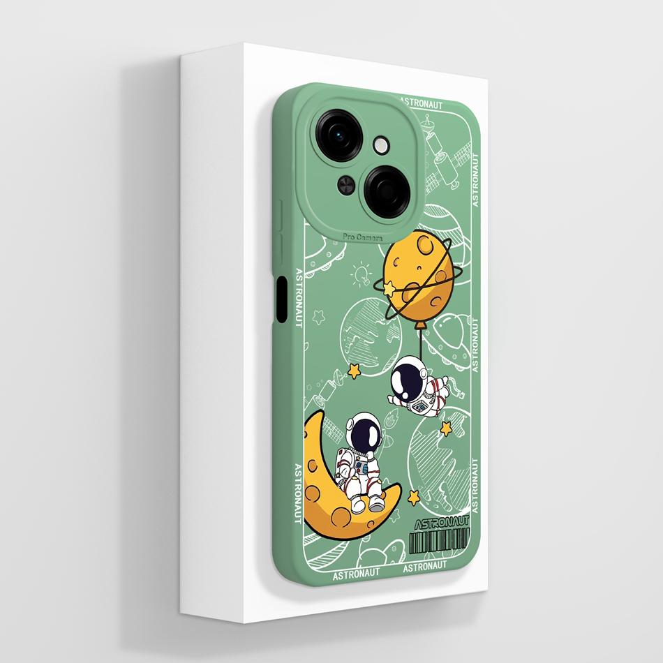 For Tecno Spark Go 1 / Spark Go 2025 Phone Case Astronaut Cartoon Fashion Soft Liquid Silicone Funda For Spark Go1 Back Cover