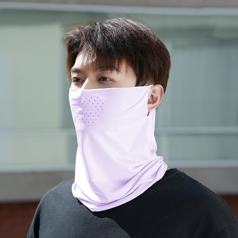 Summer Ice Silk Thin Breathable Sunscreen Face Mask An-ti UV Balaclava Face Neck Cover Hiking Cycling Camping Scarf Wrap Bandana