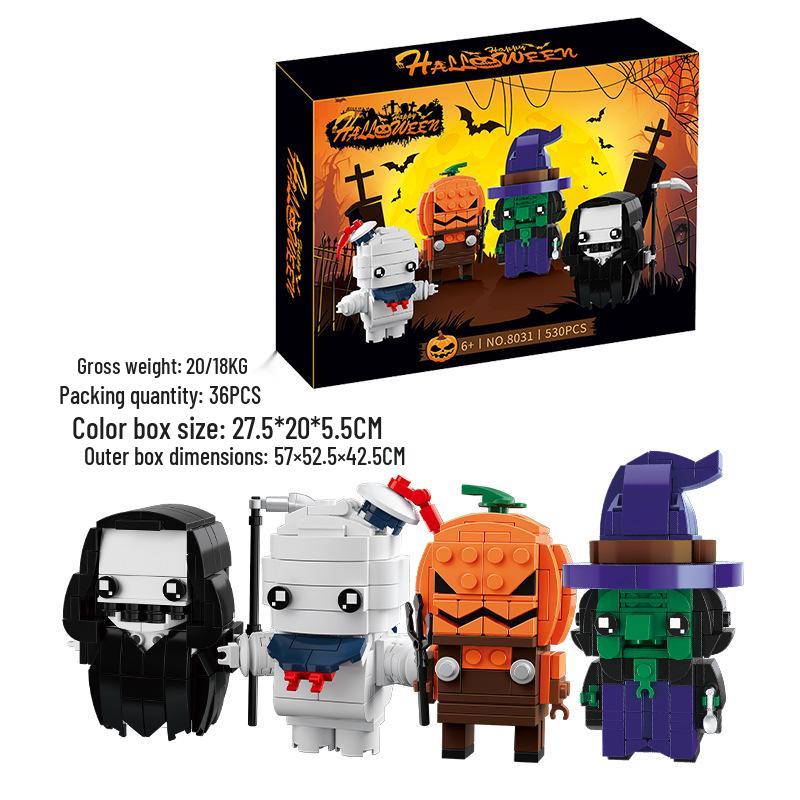 Compatible Ghost & Pumpkin Halloween Building Blocks - Creative Educational Toy for Kids